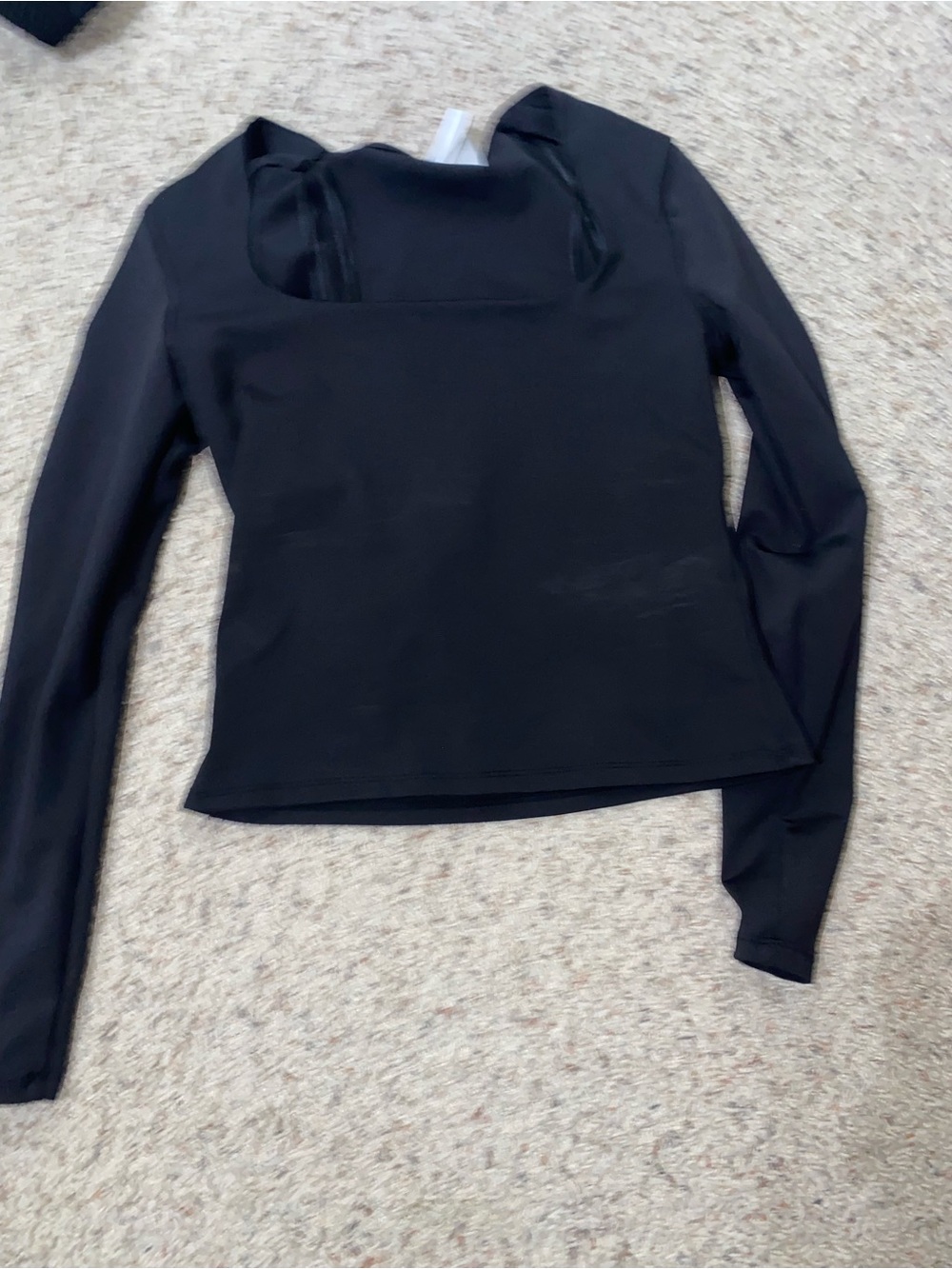 H&M Black Long-Sleeve Square-Neck Top